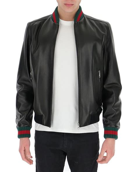 mens black leather jacket gucci|Gucci technical jackets for men.